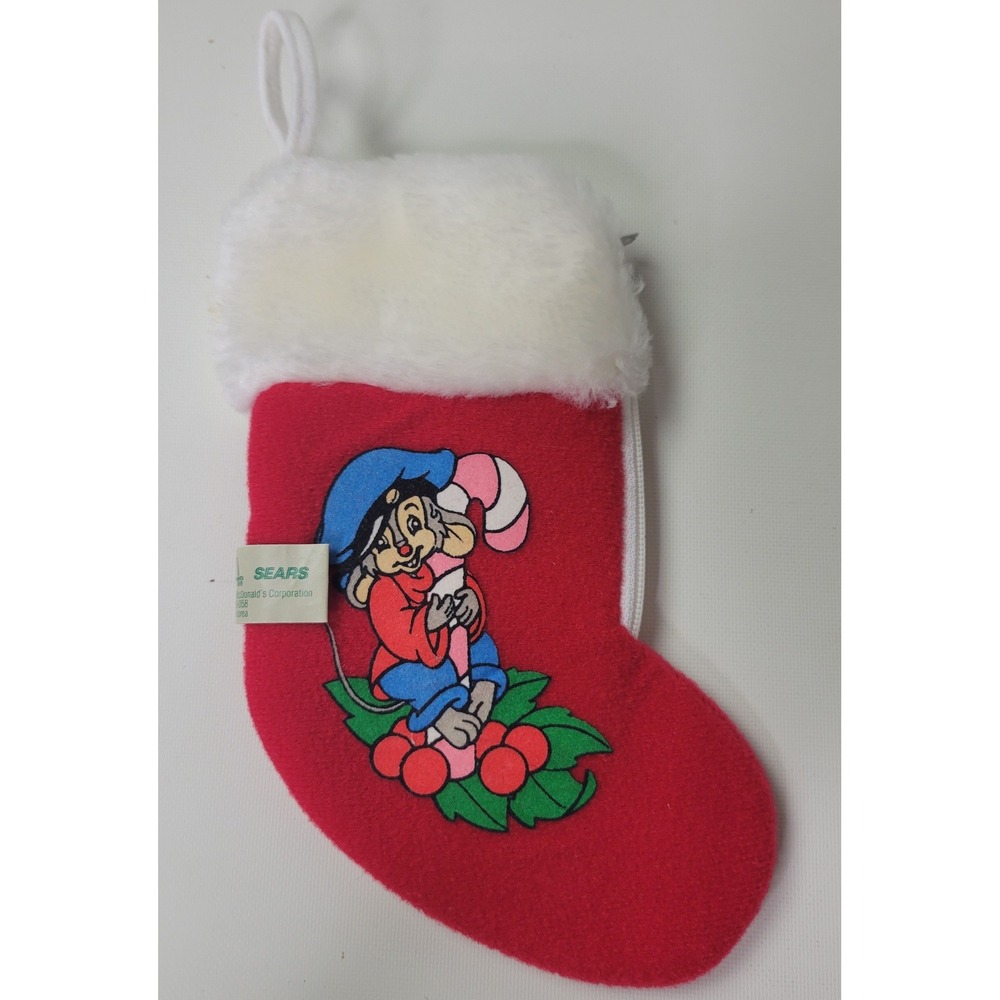 Vintage 1986 An American Tail Fievel Christmas Stocking Sears McDonalds Promo
